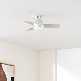 Ceiling Fans with Lights, 30 inch Low Profile Ceiling Fan with Light and Remote Control, Flush Mount, Reversible, 3CCT, Dimmable, Noiseless, Nickel Ceiling Fan for Bedroom, Indoor/Outdoor Use