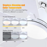 Ceiling Fans with Lights, 52inch Low Profile Ceiling Fan with Light and Remote Control,Reversible, 3CCT, Dimmable, Quiet, White Ceiling Fan for Bedroom Indoor/Outdoor Use