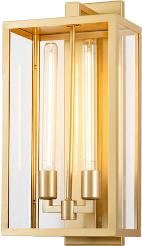 21" Large Gold Outdoor Wall Lantern, IP65 Waterproof Modern Porch Light