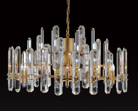 Barrington Round Chandelier 36" - 18 Lights Sophisticated K9 Crystal Design with Adjustable Height for Indoor Ambience Gold Finish - A500-CG/51002/18