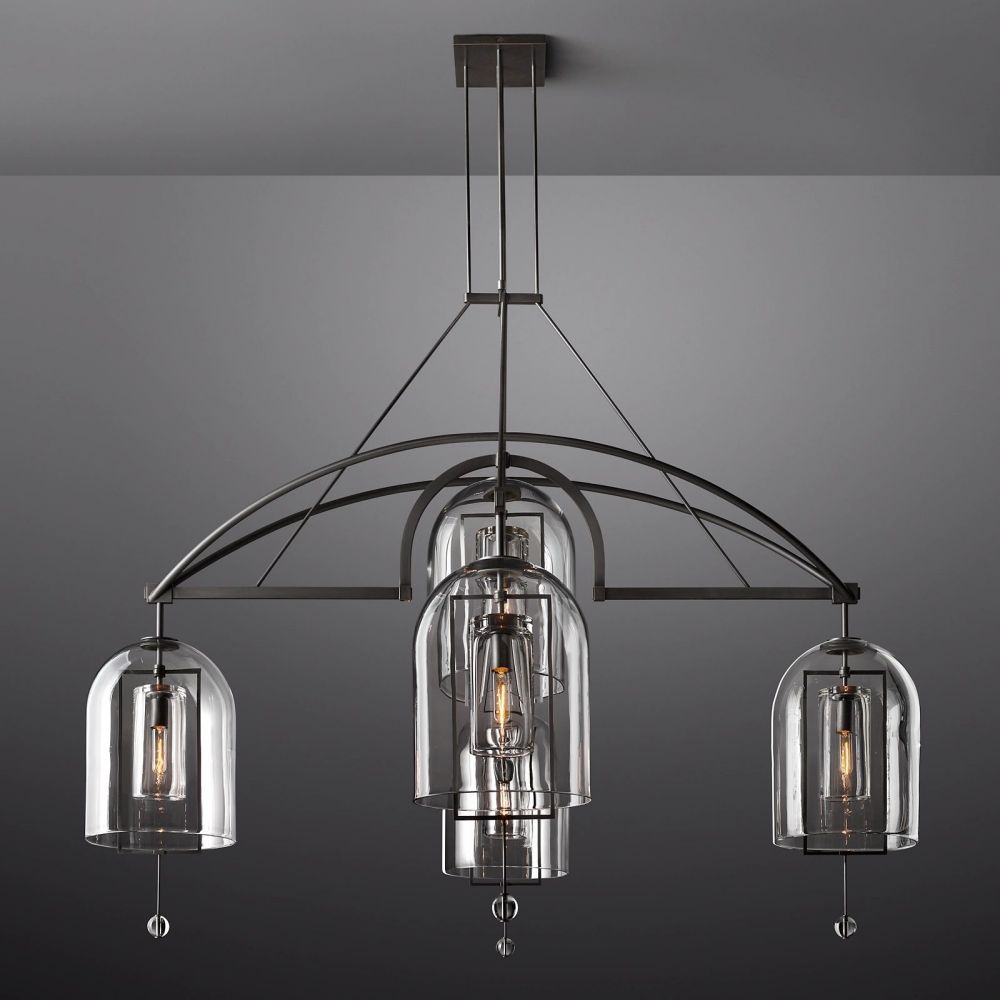 Modern Circular 73" Chandelier from Fulcron Collection 5 Lights - Antique Premium Metal with Refined Black Finish - A500-CB/51001/73