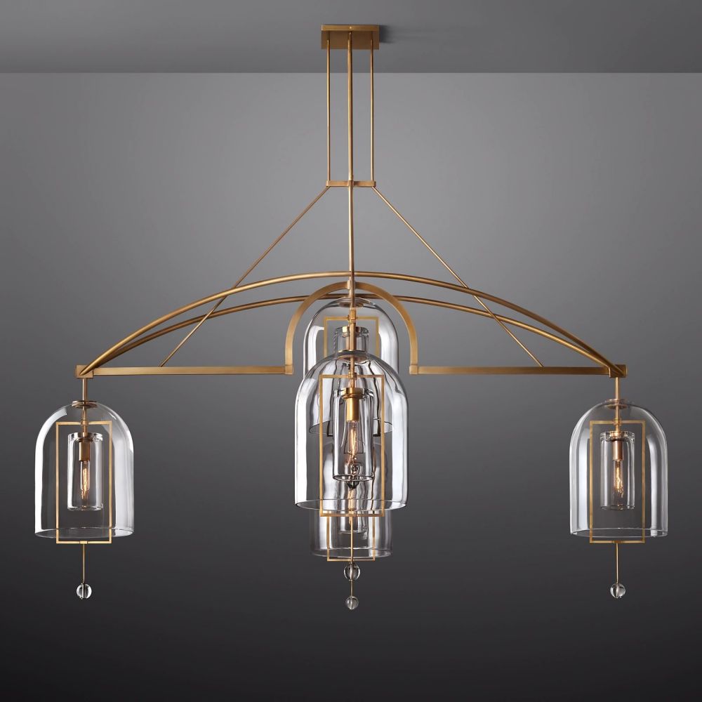 Modern Circular 85" Chandelier from Fulcron Collection 5 Lights - Antique Premium Metal with Refined Gold Finish - A500-CG/51001/85
