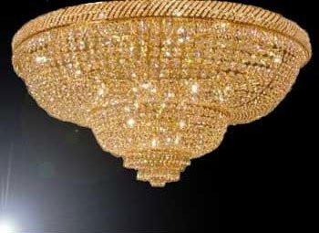 French Empire Crystal Flush Basket Chandelier Lighting H 29" W 50" - A500-Flush/448/48