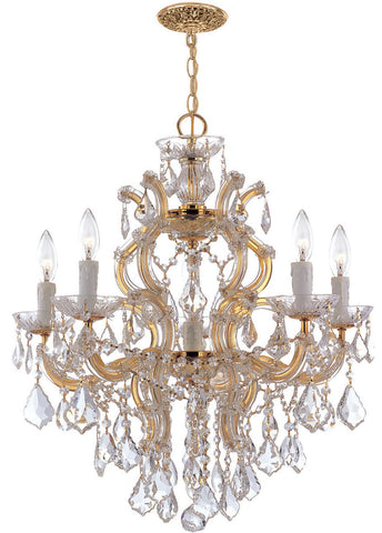 6 Light Gold Crystal Chandelier Draped In Clear Hand Cut Crystal - C193-4435-GD-CL-MWP