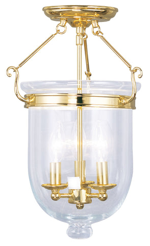 Livex Jefferson 3 Light Polished Brass Ceiling Mount - C185-5062-02