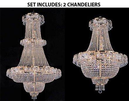 Set Of 2 - 1 French Empire Crystal Chandelier Chandeliers Lighting 60"X36" And 1 French Empire Crystal Chandelier Chandeliers Lighting H30" W24" - A500-1Ea 928/32 + 1Ea 928/9