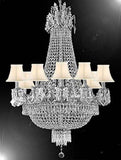 Swarovski Crystal Trimmed Chandelier French Empire Crystal Chandelier Lighting Chandeliers H32" X W25" With White Shades - A500-Cs/Whiteshade/1280/8+4 Sw