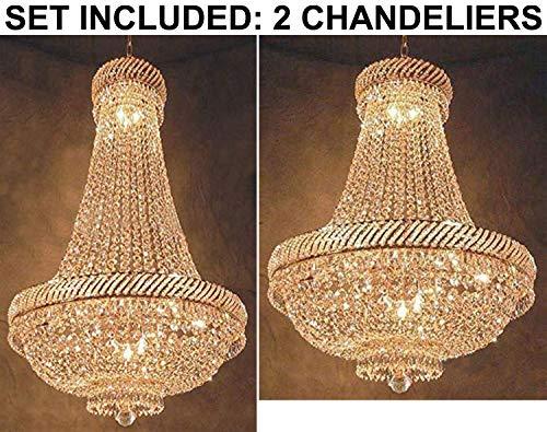 Set of 2-1 French Empire Crystal Chandelier Chandeliers Lighting H46" X W23" and 1 French Empire Crystal Chandelier Chandeliers Lighting H26" X W23" - 1EA C7/CG/448/9 + 1EA 448/9 A500-
