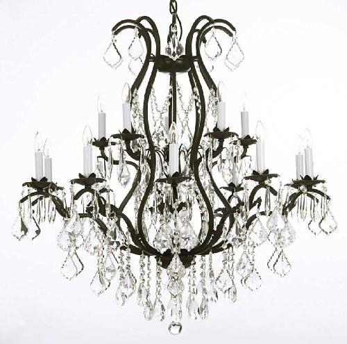 Wrought Iron Chandelier Crystal Chandeliers Lighting H36" X W36" - A500-3034/10+5