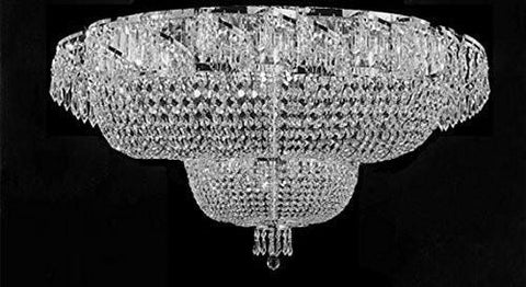 Flush French Empire Crystal Chandelier Lighting H 27" X W 36" - A500-Flush/Cs/928/32