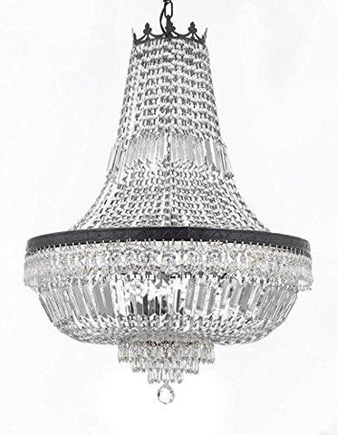 French Empire Crystal Chandelier Lighting With Dark Antique Finish Great for the Dining Room, Foyer, Entry Way, Living Room H30" X W24" - A500-B8/CB/870/9