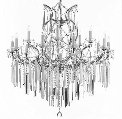 Maria Theresa Chandelier Empress Crystal (Tm) Lighting Chandeliers With Optical Quality Fringe Prisms H38" X W37" - A500-B40/Silver/21510/15+1