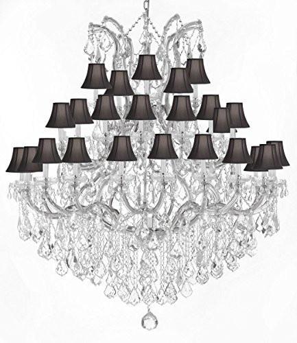 Large Foyer / Entryway Maria Theresa Empress Crystal (Tm) Chandelier Lighting W/Black Shade H 60" W 52" - A500-Silver/Blackshade/B12/2756/36+1
