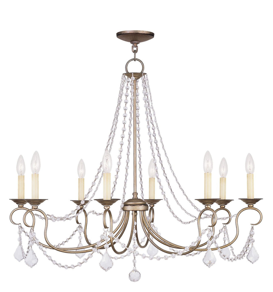 Livex Pennington 8 Light Antique Silver Leaf Chandelier - C185-6518-73