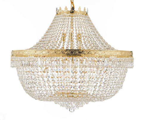 Nail Salon French Empire Crystal Chandelier Lighting - Great for The Dining Room, Foyer, Entryway, Family Room, Bedroom, Living Room and More! H 30" W 36" - A500-H30/CG/4199/25