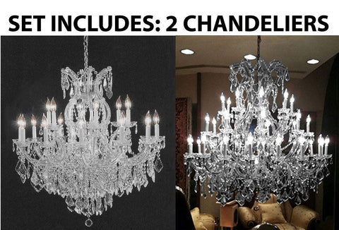 Set of 2-1 Chandelier Crystal Lighting Empress Crystal (TM) Chandeliers H 38" W37" and 1 Large Foyer/Entryway Maria Theresa Empress Crystal (tm) Chandelier Chandeliers Lighting! H 52" W 52" - 1EA CS/1/21510/15+1 + 1EA CS/918/36 A500-
