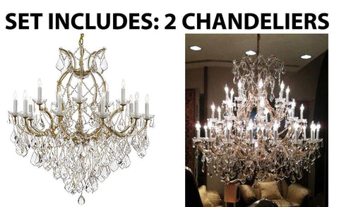 Set of 2-1 Maria Theresa Crystal Lighting Chandeliers Lights Fixture Ceiling Lamp H38" X W37" and 1 Large Foyer/Entryway Maria Theresa Empress Crystal (tm) Chandelier Chandeliers Lighting H 52 W 52 - 1EA 1/21510/15+1 + 1EA 918/36 A500-