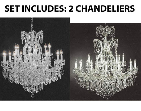 Set of 2-1 Chandelier Crystal Lighting Empress Crystal (TM) H38" W37" and 1 Large Foyer/Entryway Maria Theresa Empress Crystal (tm) Chandelier Lighting! H 52" W 46" - CS/1/21510/15+1 + CS/52/2MT/24+1 A500-