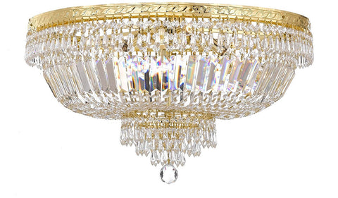 French Empire Crystal Semi Flush Basket Chandelier Chandeliers Lighting H21" X W30" - A500-B8/FLUSH/CG/870/14