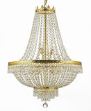 Set of 2-1 French Empire Crystal Chandelier Lighting H50" X W24" and 1 French Empire Crystal Gold Chandelier Lighting - Great for The Dining Room, Foyer, Entry Way, Living Room - H30" X W24" - 1EA CG/870/15 + 1EA 870/9 A500-