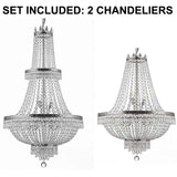 Set of 2-1 French Empire Crystal Chandelier Lighting H50" X W24" and 1 French Empire Crystal Gold Chandelier Lighting - Great for The Dining Room, Foyer, Entry Way, Living Room - H30" X W24" - 1EA CS/870/15 + 1EA SILVER/870/9 A500-