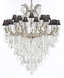 Crystal Chandelier Lighting Chandeliers H59" X W46" Great for The Foyer, Entry Way, Living Room, Family Room and More! w/Black Shades - A500-B12/BLACKSHADES/2MT/24+1