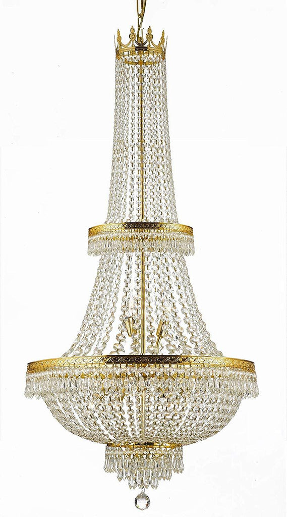 French Empire Crystal Chandelier Lighting H70" X W24" Good for Foyer, Entryway, Family Room, Living Room and More - A500-C7/CG/870/15