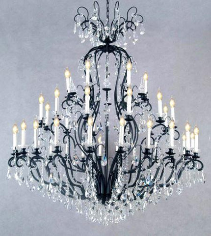 Wrought Iron Crystal Chandelier Chandeliers Lighting H72" x W60" - Perfect for an Entryway or Foyer! - A500-556/41