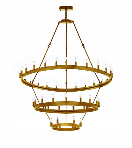 Wrought Iron Vintage Barn Metal Castile Three Tier Chandelier Chandeliers Industrial Loft Rustic Lighting W 38" H 65" - A113-CG/3428/18+12+6